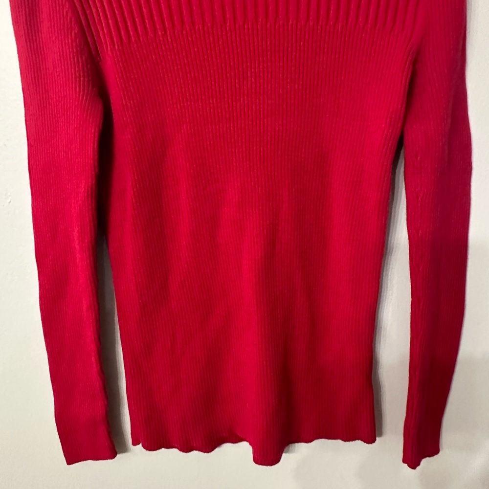 Tommy Hilfiger Turtleneck Long Sleeve Red Ribbed Sweater Size Large GUC - Picture 4 of 8